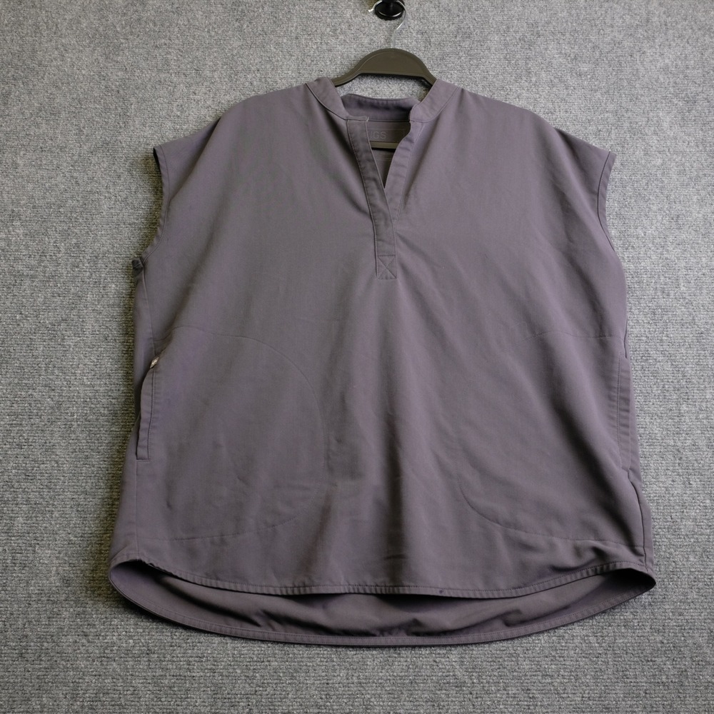 FIGS Scrub Top Womens M Dark Gray Sleeveless V-Neck Medical Nursing SEO